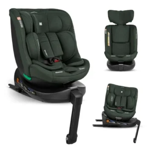 KikkaBoo Silla de Coche i-Size 360° Grupo 0/1/2/3 (0-36 kg) - ISOFIX, Reclinable, Arnés 5 Puntos, Protección Lateral, Verde Militar