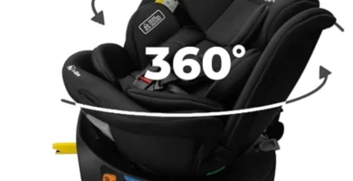 Silla Coche Grupo 0/1/2/3 ISOFIX 360° - KidsZone C011 Giratoria 0-12 Años (40-150 cm), 8 Posiciones, Reposacabezas Ajustable, Negro