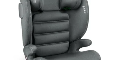 KikkaBoo Silla de Coche i-Size Grupo 2/3 (15-36 kg) con ISOFIX, Protección Lateral SPS y Reposacabezas Ajustable 12 Posiciones - Gris