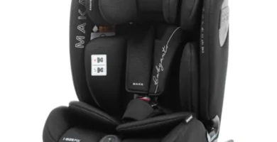 Silla Coche Bebé Grupo 1/2/3 MAKA i-Size con ISOFIX - Ajustable 9-36 kg, Protección Lateral, Cabezal Regulable y Tapizado Lavable - Negra