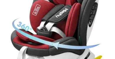 Miophy Silla de Coche i-Size Giratoria 360° Grupo 0+/1/2/3, Isofix, 0-12 Años (40-150 cm) - Vino i-Size, Máxima Seguridad