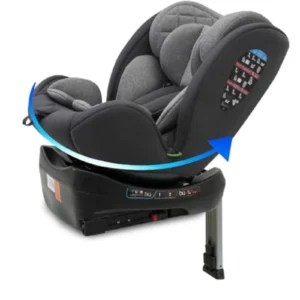 Silla de Coche ISOFIX Giratoria 0-12 Años (40-150 cm) - Grupo 0+/1/2/3, Reclinable, Memory Foam, Protección Lateral SIP - Gris