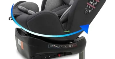 Silla de Coche ISOFIX Giratoria 0-12 Años (40-150 cm) - Grupo 0+/1/2/3, Reclinable, Memory Foam, Protección Lateral SIP - Gris