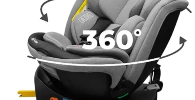Silla Coche Grupo 0-1-2-3 ISOFIX 360° KidsZone - Giratoria, Ajustable 0-12 Años (40-150 cm), 8 Posiciones, Reposacabezas Regulable, Gris