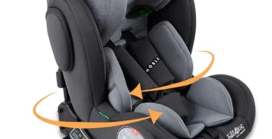 Silla de Coche Giratoria 360° i-Size para Niños 40-150cm - ISOFIX, Arnés 5 Puntos, Homologada ECE R129/03, Gris - FableKids