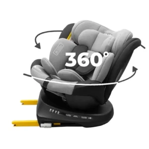 Silla Coche Bebé 360° Isofix 0-36 kg (0-12 años) - Giratoria, Reclinable, i-Size, Protección Lateral, Memory Foam - Negro/Gris