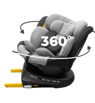 Silla Coche Bebé 360° Isofix 0-36 kg (0-12 años) - Giratoria, Reclinable, i-Size, Protección Lateral, Memory Foam - Negro/Gris