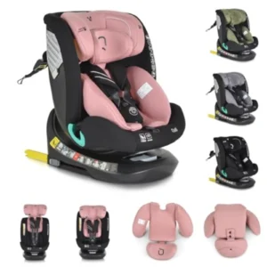 Silla de Auto i-Size Quill 360° ISOFIX (40-150 cm) Grupo 0/1/2/3 - Giratoria, Reclinable y con Protección Lateral, Color Rosa