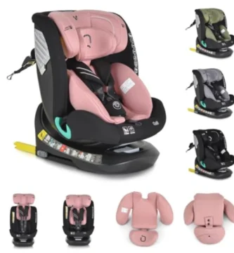 Silla de Auto i-Size Quill 360° ISOFIX (40-150 cm) Grupo 0/1/2/3 - Giratoria, Reclinable y con Protección Lateral, Color Rosa