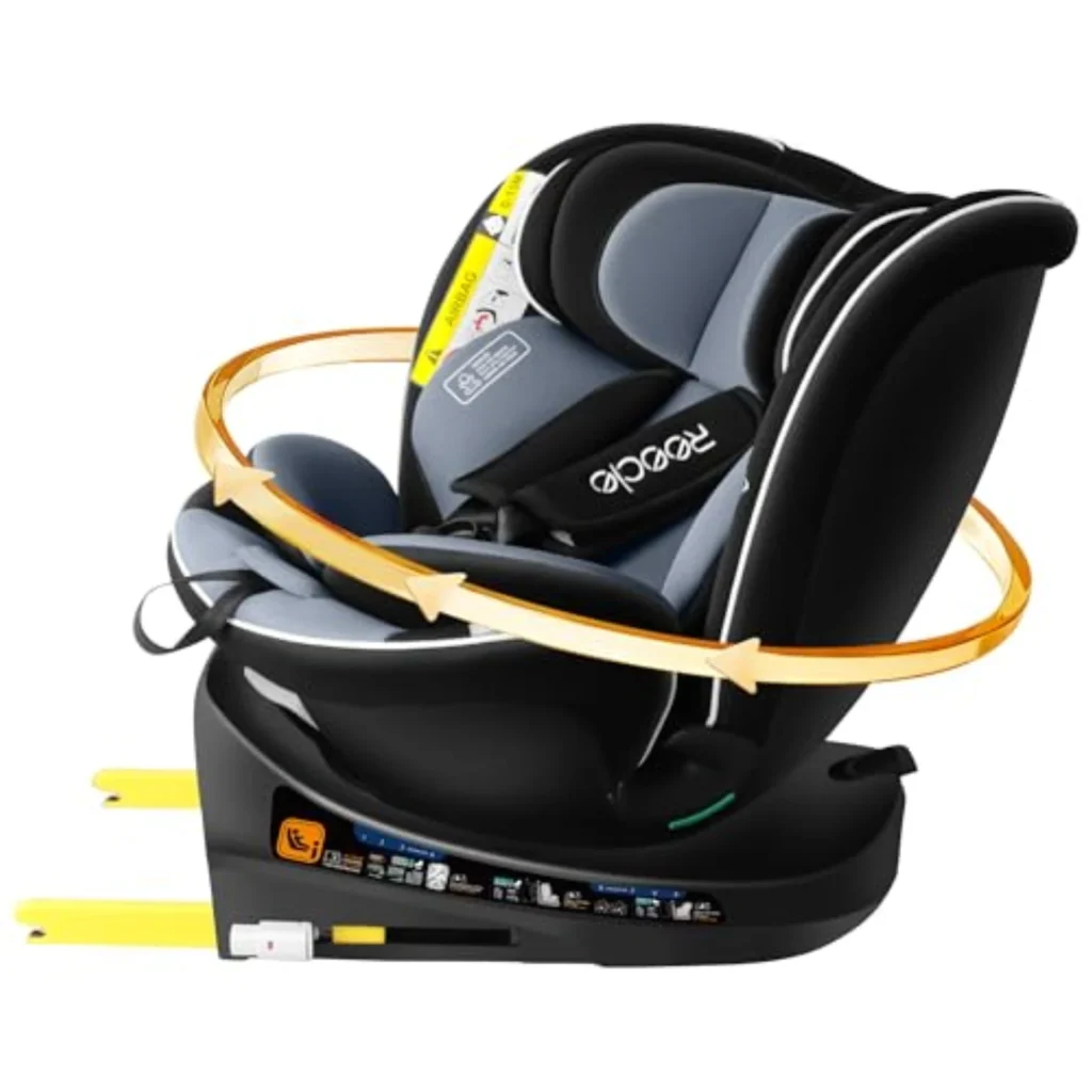 Silla de Coche Reecle I-Size 360° ISOFIX Grupo 0/1/2/3 (0-12 años) - Giratoria, Seguridad ECE R129, Negro
