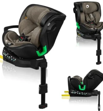 LIONELO HARMONY Silla Coche Giratoria 360° ISOFIX i-Size 40-150 cm, Pata Estabilizadora, Reposacabezas Ajustable y Reductor Dri-Seat - Verde Oliva
