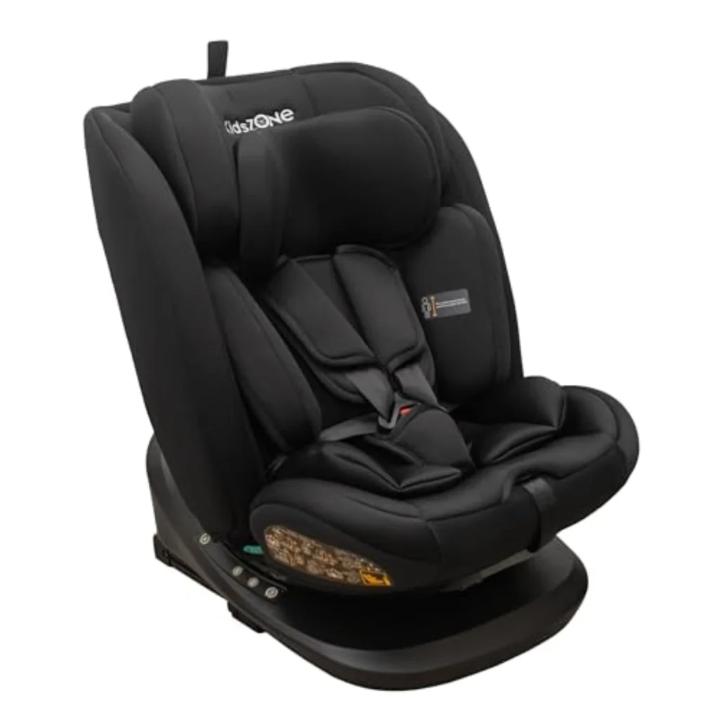 Silla Coche Bebé i-Size 360° Giratoria - Grupo 0/1/2/3 (0-36kg), ISOFIX, Reclinable, Ajuste Altura, Negro - KidsZone YC20