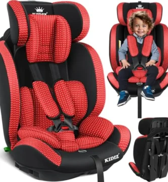 Silla de Coche KIDIZ® Grupo 1/2/3 (9-36kg) - Ajustable 1-12 Años, 5 Puntos, ECE R129/03, Rojo - Seguridad y Confort