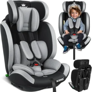 Silla de Coche KIDIZ Grupo 1/2/3 (9-36kg) - Ajustable 1-12 Años, Homologada ECE R129/03, Cinturón 5 Puntos, Gris