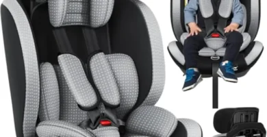 Silla de Coche KIDIZ Grupo 1/2/3 (9-36kg) - Ajustable 1-12 Años, Homologada ECE R129/03, Cinturón 5 Puntos, Gris