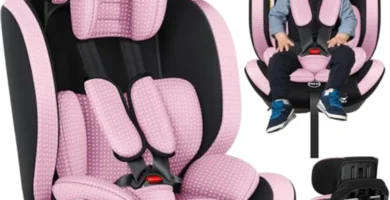 KIDIZ® Silla de Coche Grupo 1/2/3 (9-36kg) - Asiento Infantil Ajustable 1-12 Años, Homologado ECE R129/03, Rosa